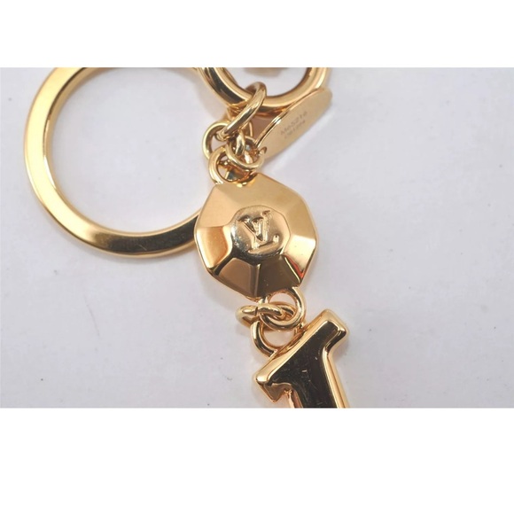 Authentic Louis Vuitton Charm Porte Cles LV Facet Key Ring Gold Box - Picture 5 of 9
